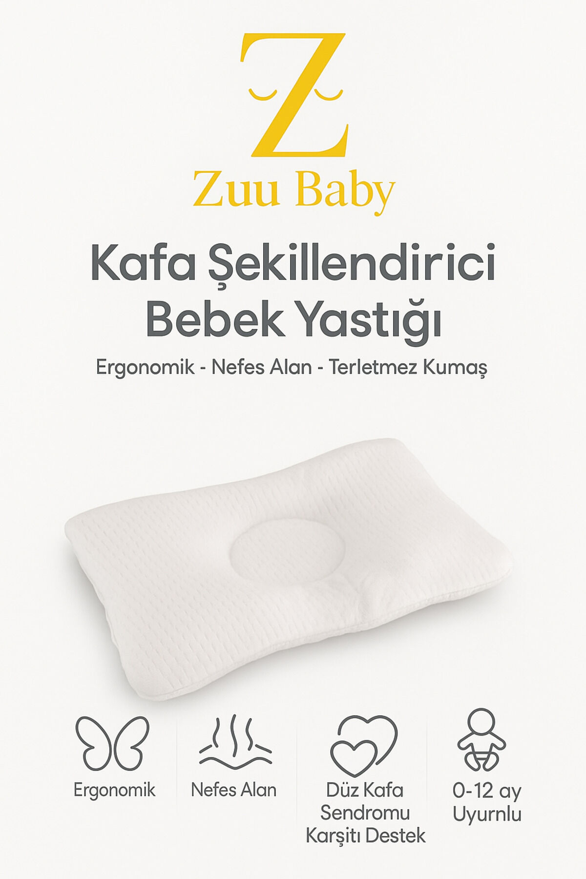 Kafa Şekillendirici Bebek Yastığı Bej