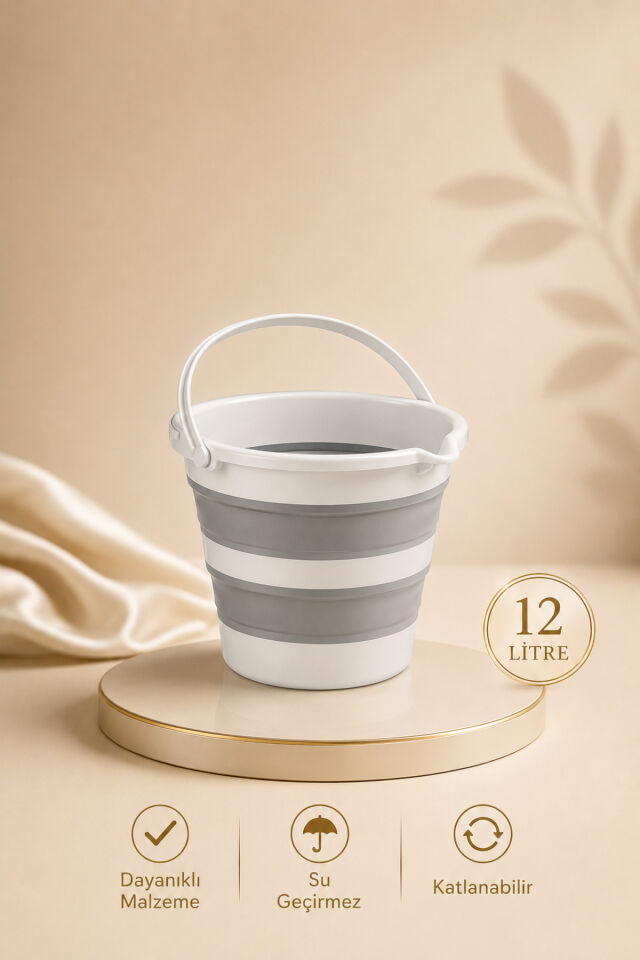 Katlanır Kova Gri 12 Litre Gri