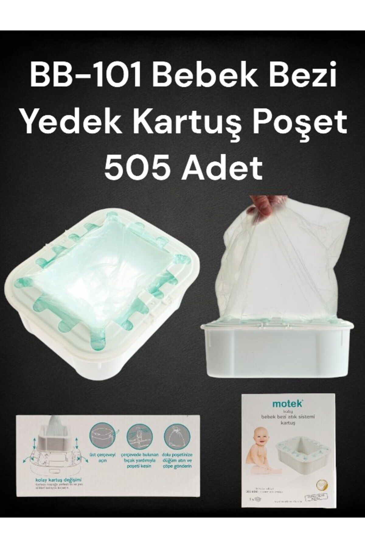 Bebek Çöp Kovası ZUUBABY Uyumlu Yedek KARTUŞ( Poşet) 505 Kapasiteli Mor