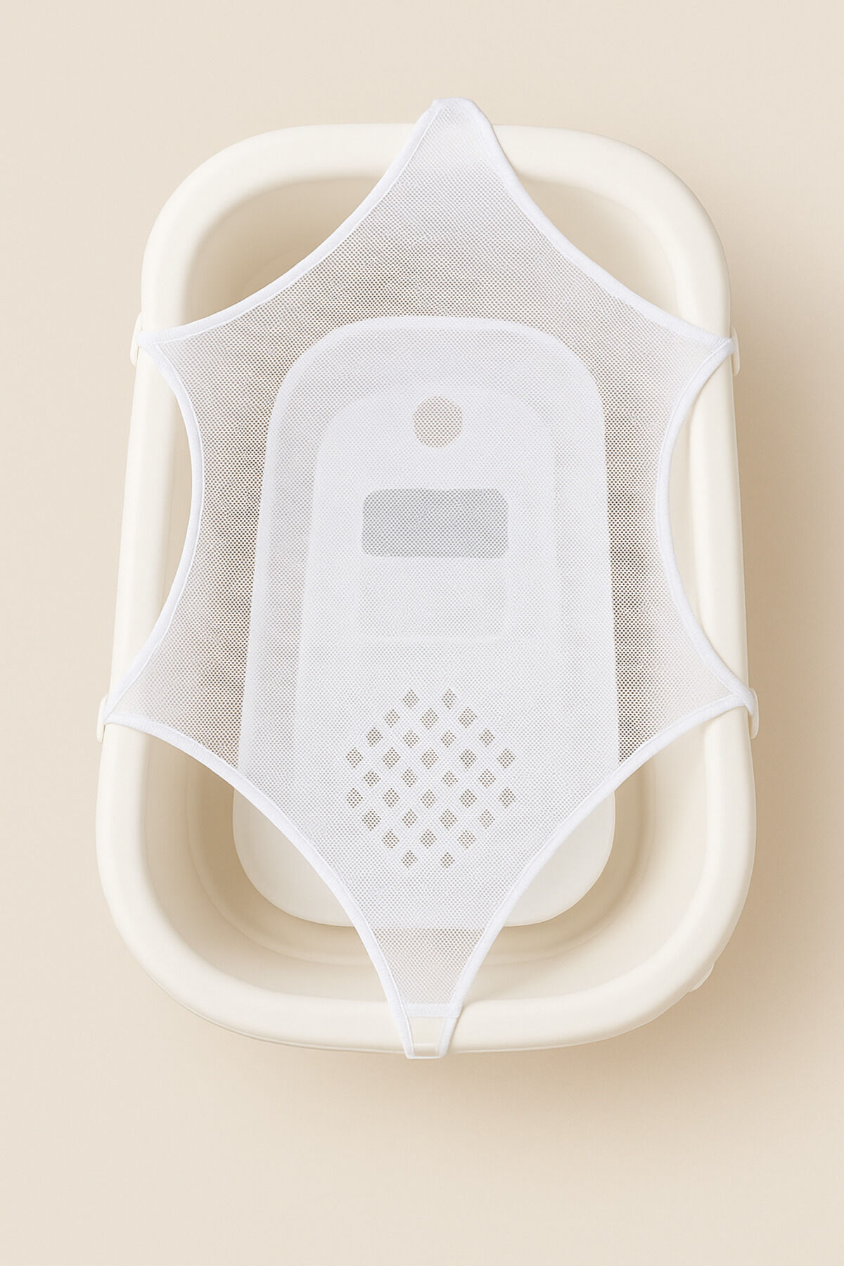 Termometreli ve NEST AQUA Küvet Yıkama Filesi, Bebek Banyo Filesi, SADECE AQUA NEST yumludur Bej