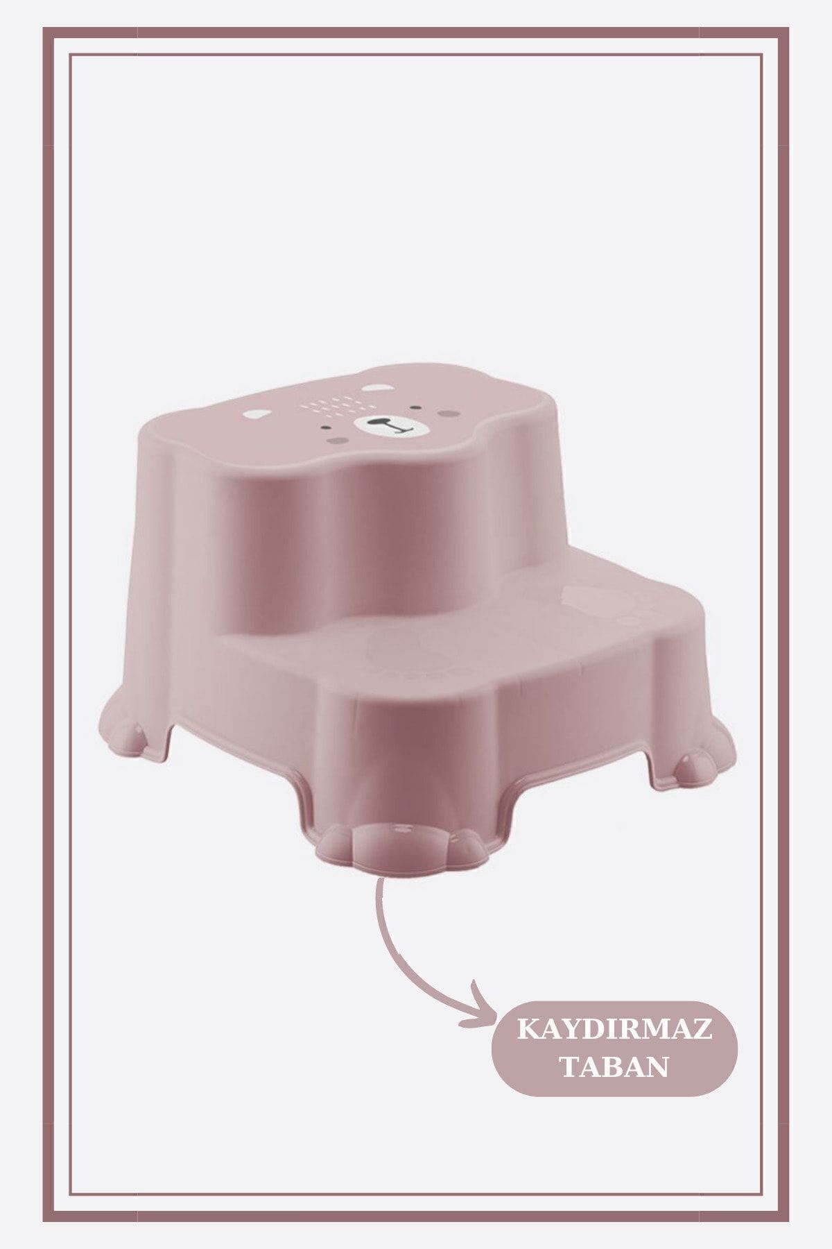 Kaydırmaz Çocuk Taburesi - Çift Basamaklı Banyo Lavabo Merdiven Yükseltici Bebek Basamağı Mavi 10 Tp Ppemmbee