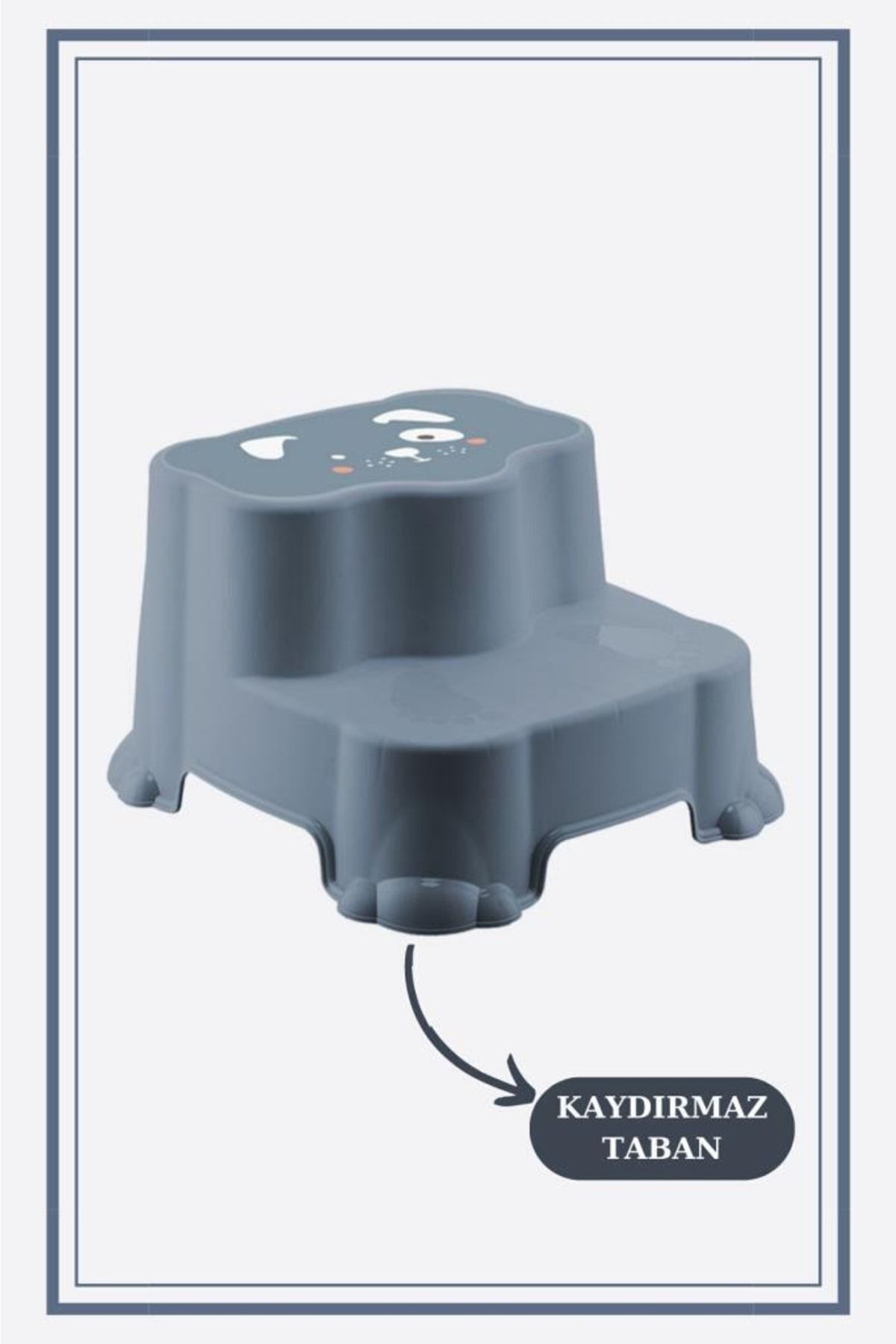 Kaydırmaz Çocuk Taburesi - Çift Basamaklı Banyo Lavabo Merdiven Yükseltici Bebek Basamağı Mavi 10 Tp Mavi̇i̇i̇