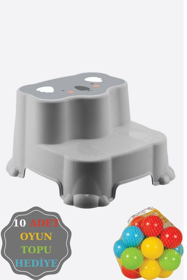 Kaydırmaz Çocuk Taburesi - Çift Basamaklı Banyo Lavabo Merdiven Yükseltici Bebek Basamağı Mavi 10 Tp Ggri̇10Top