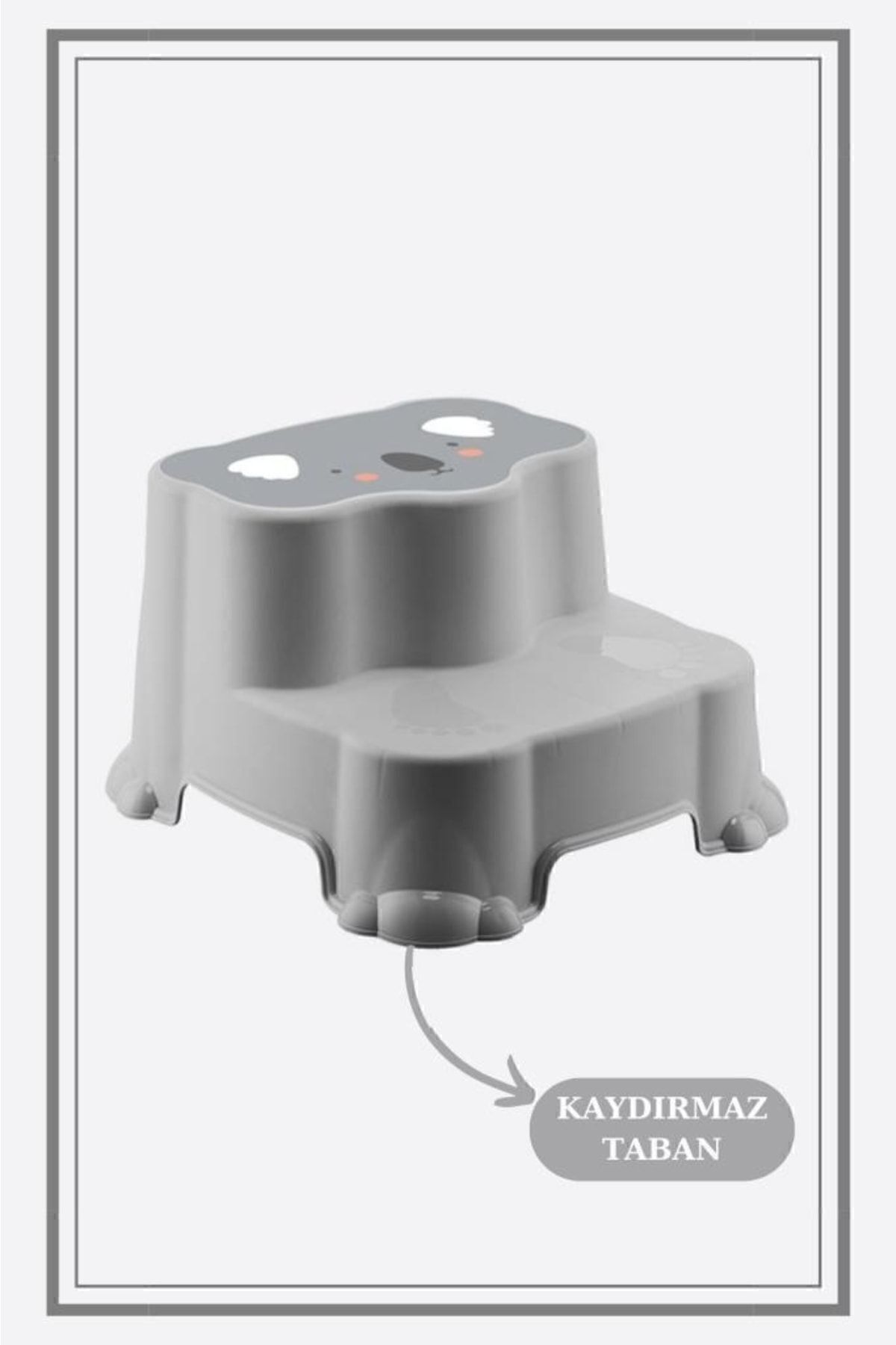 Kaydırmaz Çocuk Taburesi - Çift Basamaklı Banyo Lavabo Merdiven Yükseltici Bebek Basamağı Mavi 10 Tp Grri̇i̇
