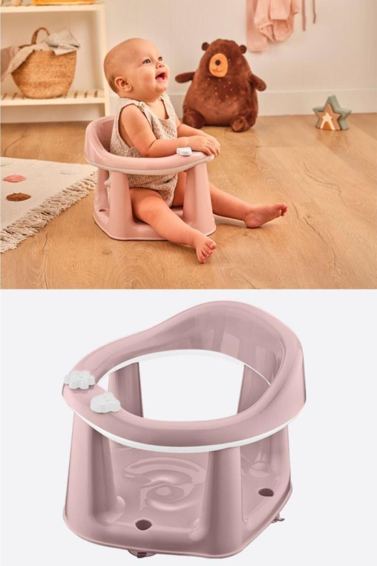 2in1 Vakum Bebek Banyo Oturağı ve Mama Oturağı Pembe