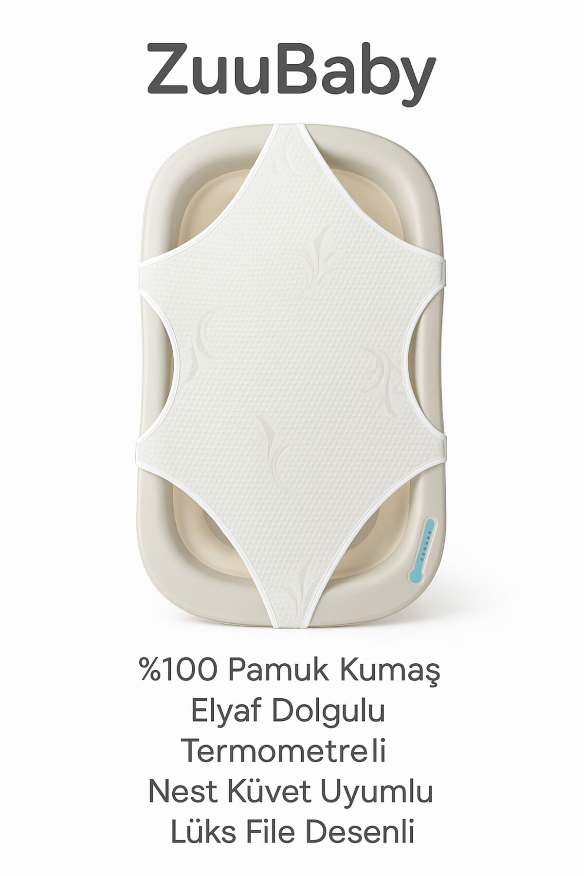 Termotreli ve Nest Katlanır Küvete Uygun %100 Lüx Pamuk Kumaş File Elyaf Dolgulu