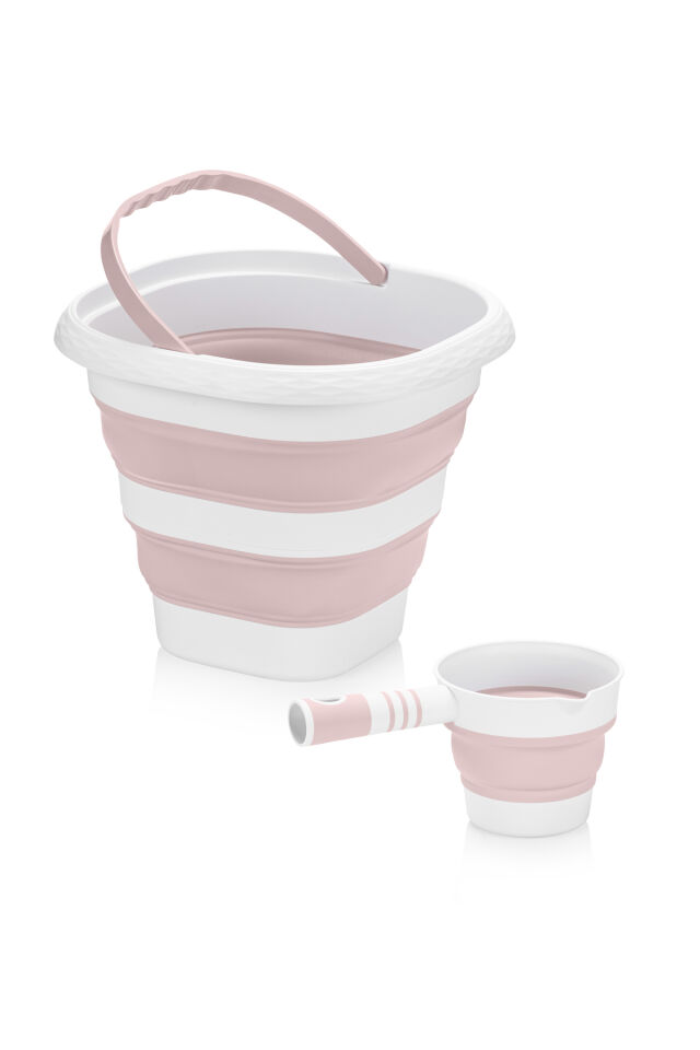Aqua Nest Bebek Küveti Lüks 3 Lü Set Katlanır 45 Litre Pembe