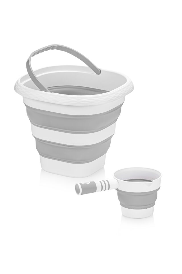 Yeni Termometreli Katlanır Bebek Küveti 45 Lt. 3 Lü Set Gri