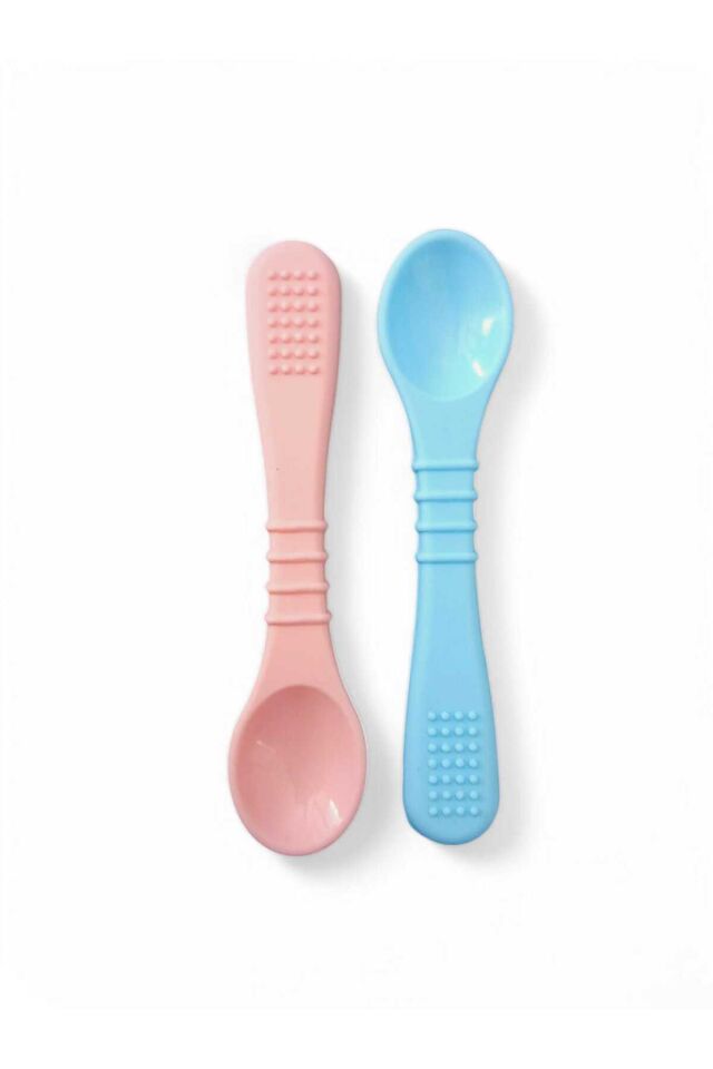 Silikon Mama Kaşığı 2li Kaşık Mavi-Pembe