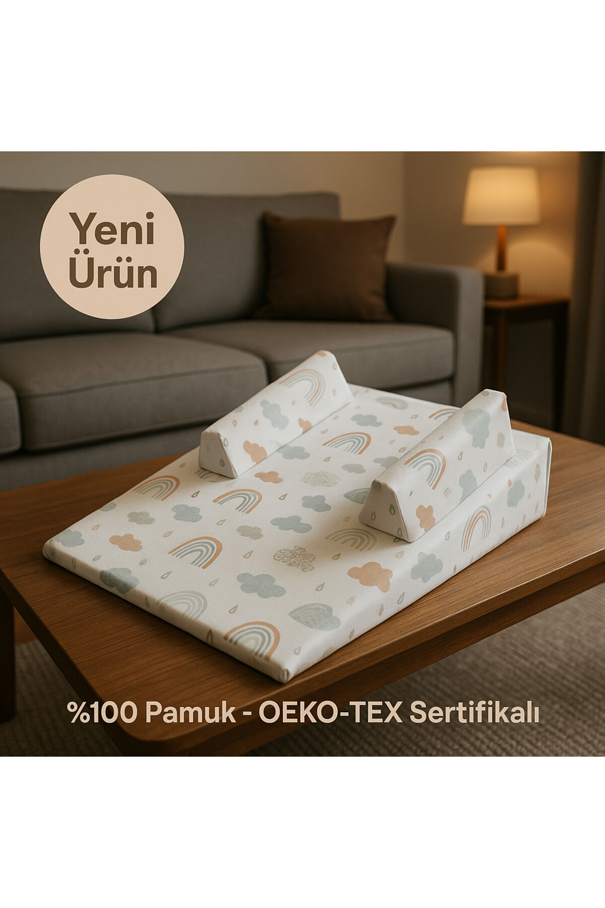 Bebek Reflü Yatağı – %100 Pamuk, Oeko-tex Sertifikalı, Yıkanabilir Kılıf- Boğulma Karşıtı