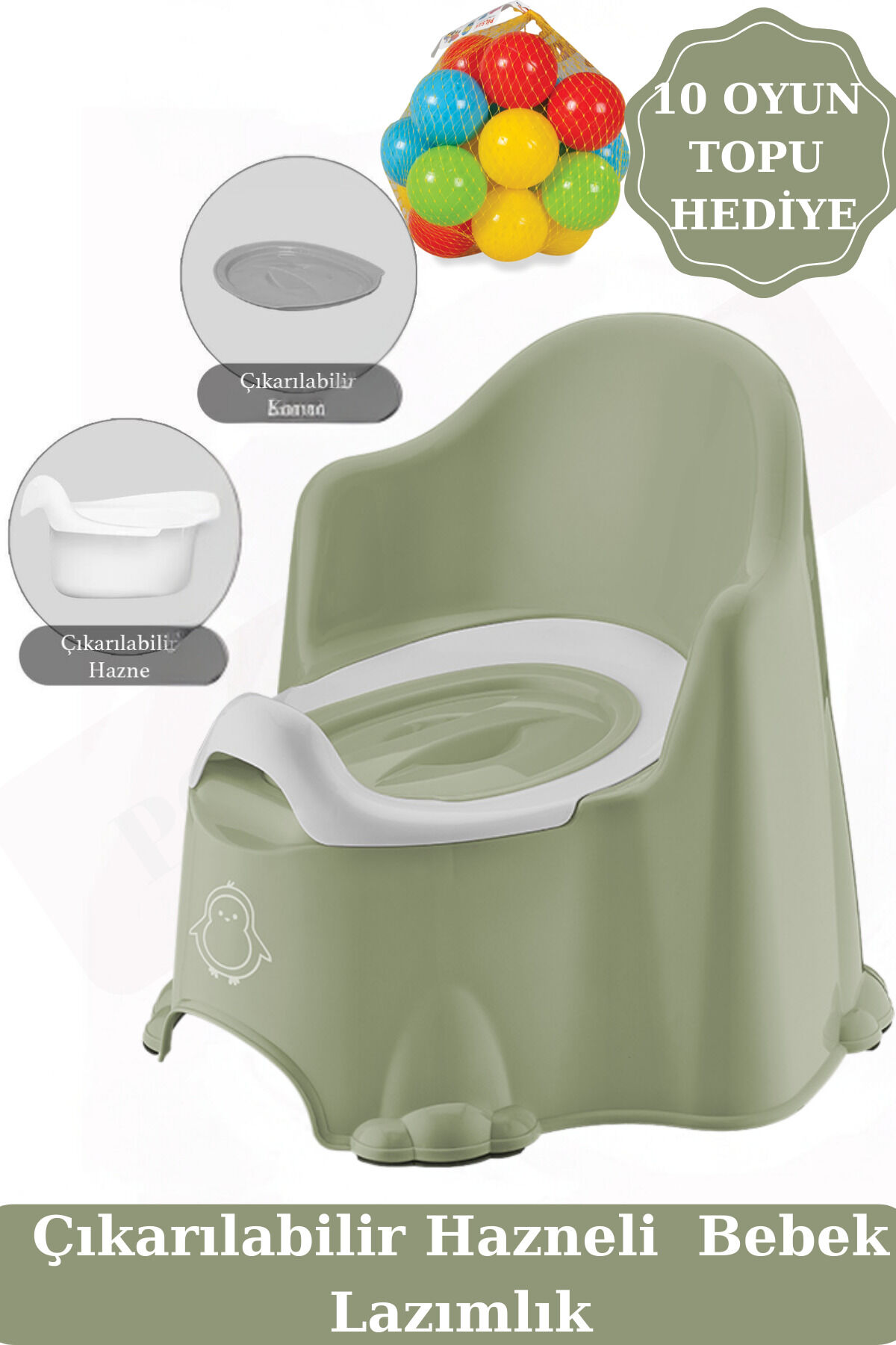Comfort Taşınabilir Lazımlık – Çocuk Tuvalet Eğitimi Alıştırma Lazımlığı Yeşil 10 Top
