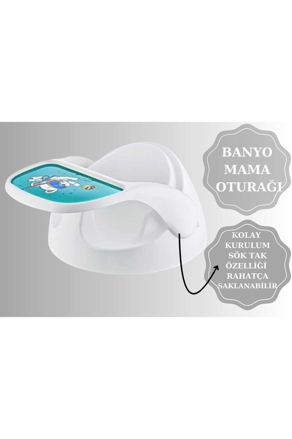 Bebek Banyo Oturağı - Bebek Mama Oturağı - Bel Destekli Özer Beyaz