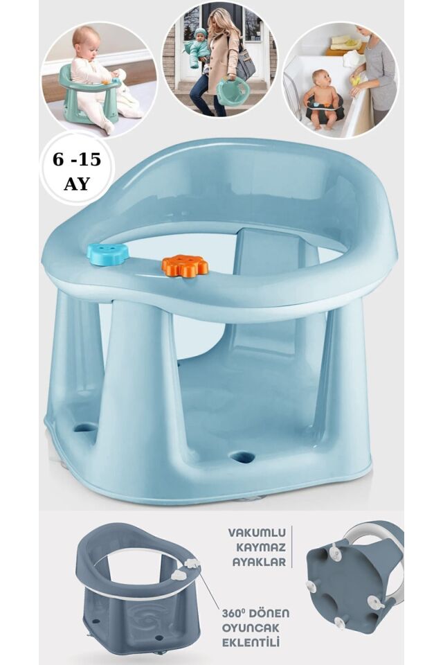 Bebek Banyo Oturağı - Vakum Tabanlı Bebek Mama Oturağı - Bel Destekli Vakumlu Mama, Banyo Oturak