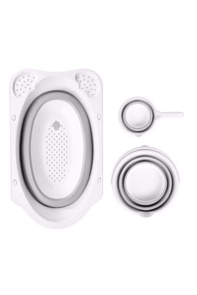 Bebek Küvet Katlanır 3 Lü Set Gri