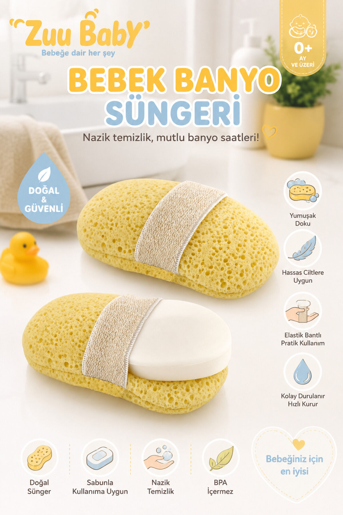 Bebek Lüx Banyo Süngeri Sarı